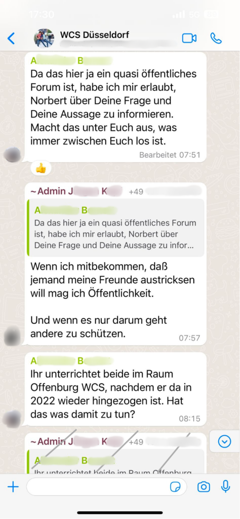 Screenshot 03v04 von Posting in WhatsApp-Gruppe "WCS-Düsseldorf"